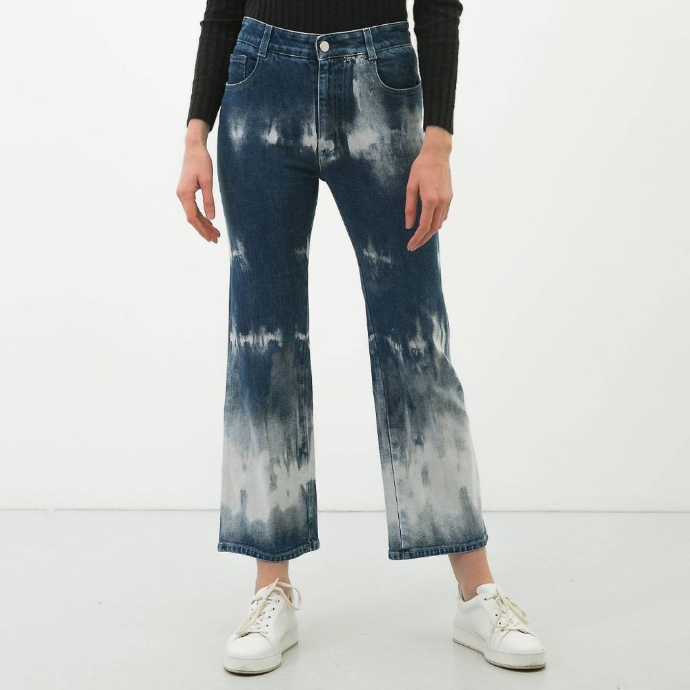 Stella McCartney Tie Dye Kick Flare Cropped Jeans - Size 27